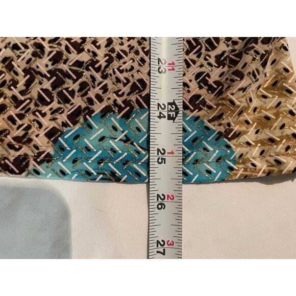 Vtg 2-Piece Top & Pants Pantsuit Aqua Flower Floral Set Stretch T-C Fashion SZ L - Picture 8 of 10